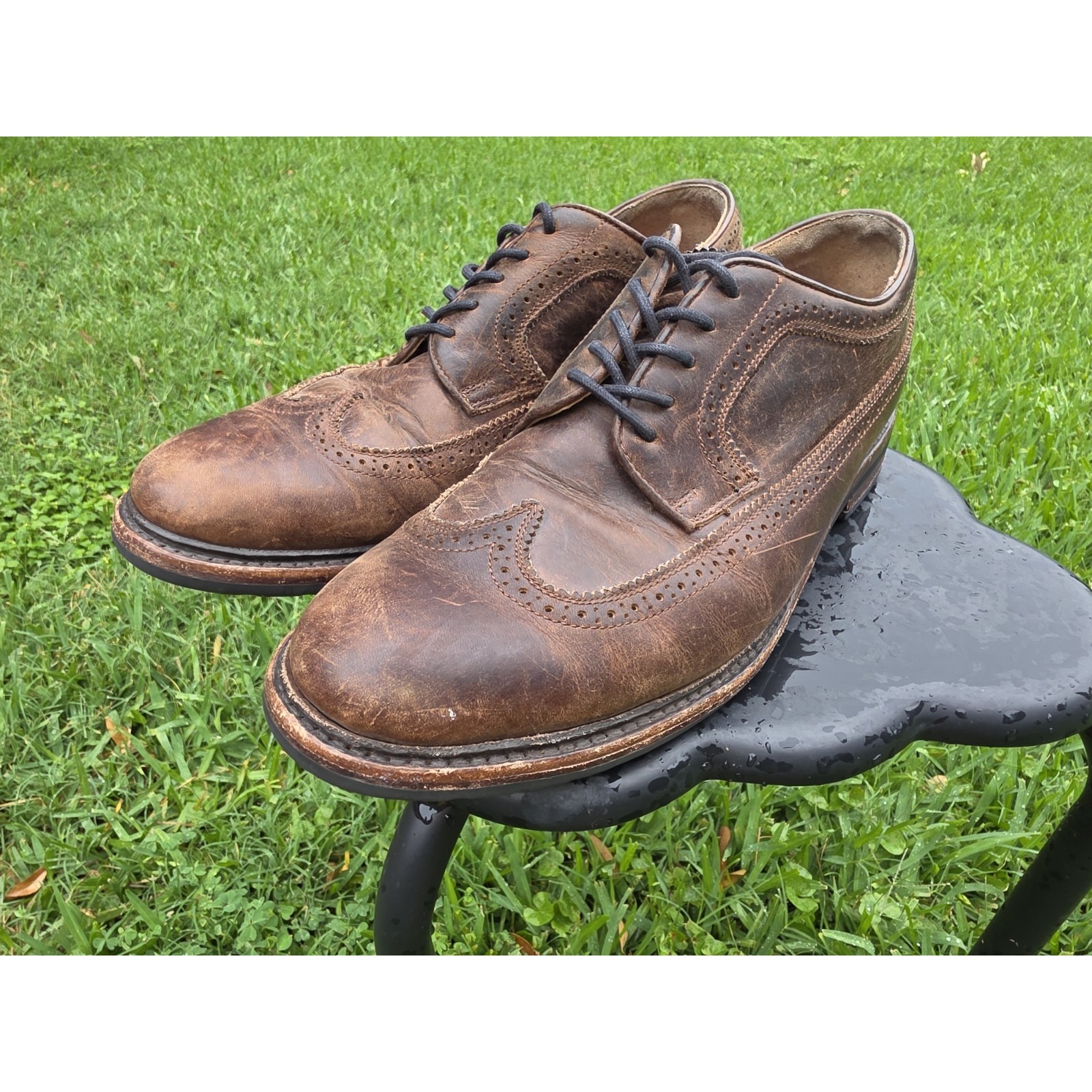 Frye James Wingtip Brogue Gunboat Oxford Shoes Us 10d Men's Brown Leather